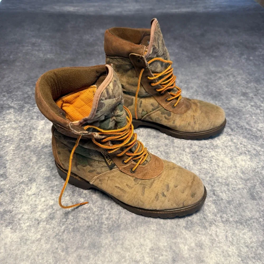 VTG Rocky 640 Gore-Tex Camo Hunting Boots Mens 9 EW USA Made Suede Cordura